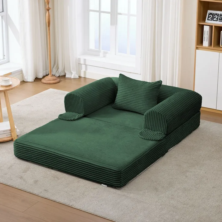 ZUBALIYA SchlafSofa mit Cordbezug, mit Schaumstoffpolsterung, ohne aufwendige Montage, für Wohnzimmer und Apartments