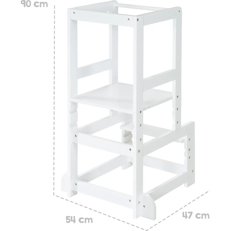 roba Montessori Lernturm aus Holz - Sicherer Tritthocker für Kinder - Bis 80 kg belastbar - Weiß – Bild 4