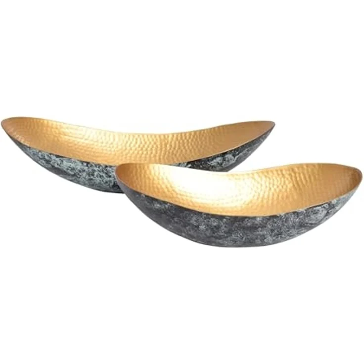 riess-ambiente Dekoschale ABSTRACT ORIENT 55cm gold (Set, 2 St), Wohnzimmer · Esszimmer · Schmuckschale · Metall · Handmade – Bild 1