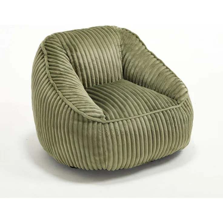 Sitzsack aus Cord, mit Memory-Schaumstofffüllung und Blasen-Plüsch, 98x92x73 cm, Smaragdgrün – Bild 5