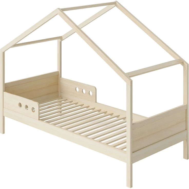Bellabino 'Bela' Hausbett 90x200 cm, natur, Kiefer Massivholz, Montessori Kinderbett mit Rausfallschutz und Lattenrost – Bild 2