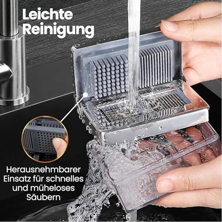 Knoblauchschneider Deluxe, Knoblauchschneider Deluxe, Edelstahl, 2-in-1 Hacker & Slicer mit Behälter – Bild 6