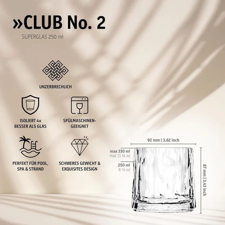 Koziol CLUB NO. 2 Whiskybecher Superglas 2er Set 250 ml - A – Bild 2