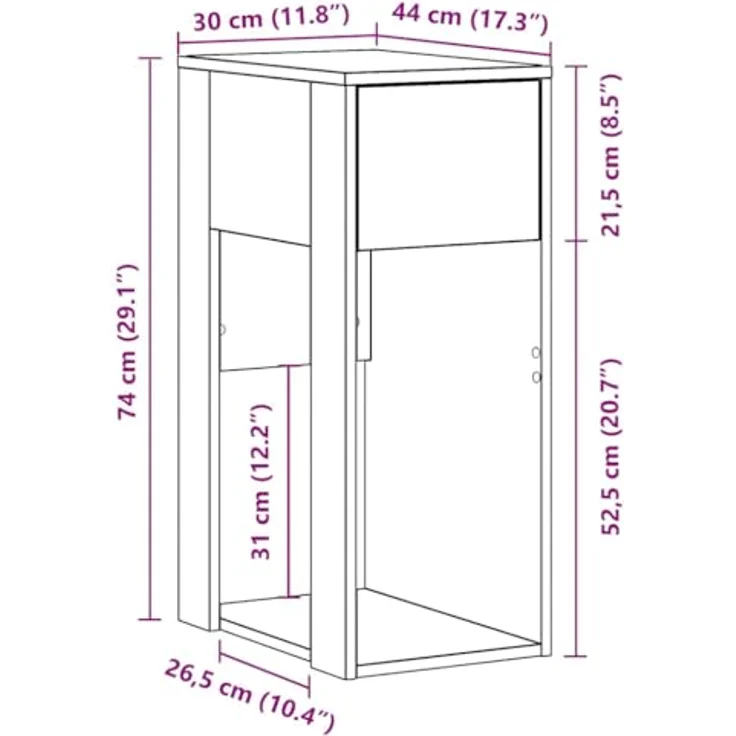 vidaXL Computerschrank mit Schublade Weiß 30x44x74 cm 858731 – Bild 4