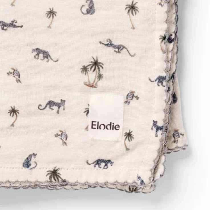 Elodie Details Musselin Decke Baby Pucktuch Bambus Baumwolle Oeko-Tex 80x80cm weich atmungsaktiv Neugeborene Wickeltuch Babydecke Stilldecke Swaddle Unisex Mädchen Jungen, Garden Leo's Resort – Bild 4