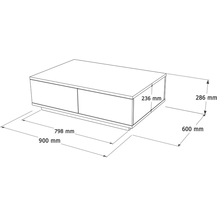 Calicosy Couchtisch mit 2 Klapptüren in Kiefer-Dekor und Anthrazitgrau L90 cm - Anthrazitgrau – Bild 4