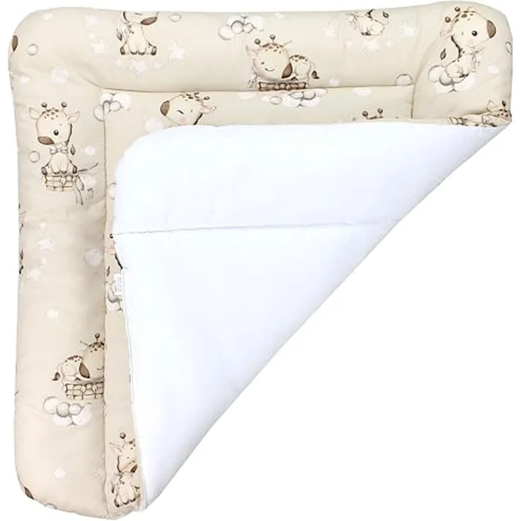 TupTam Baby Wickeltischauflage mit Baumwollbezug Gemustert, Farbe: Giraffe/Beige, Größe: 75x85 cm – Bild 4
