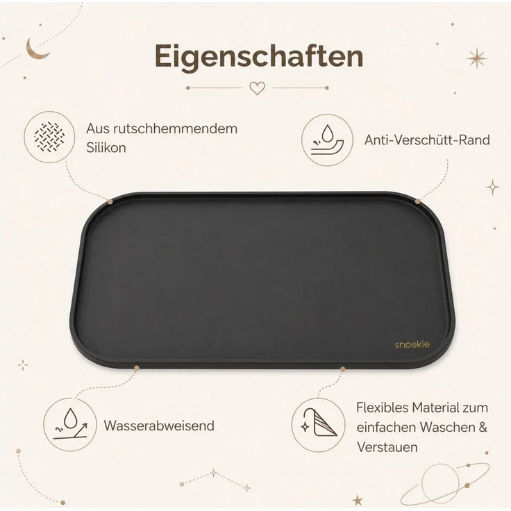SNOEKIE Napfunterlage snoekie Napfunterlage für Katzen und Hunde, Silikon Futtermatte, wasserabweisend, rutschhemmend, flexibel, Anti-Verschütt-Rand – Bild 3