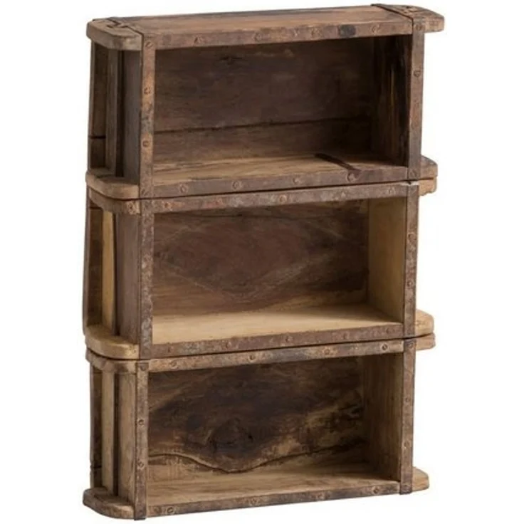 Wandregal Ziegelform 3er Set Woodkings Altholz braun 33x44x10 cm hängend rustikal Wandboard Wanddekoration Vintage Boho Landhaus Regal – Bild 4