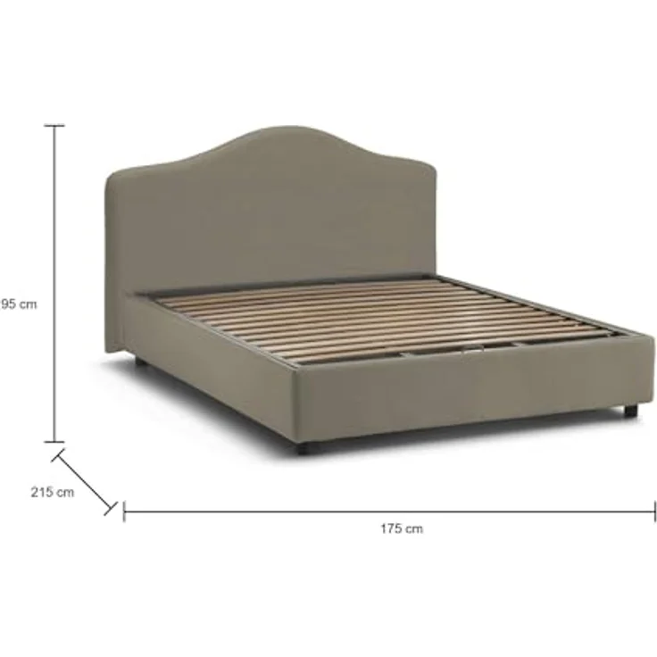 Talamo Italia - Isotta-Doppelbett, Bettkasten mit Stoffbezug, 100 % Made in Italy, Öffnung vorne, geeignet für Matratze 160 x 200 cm, taubengrau – Bild 2