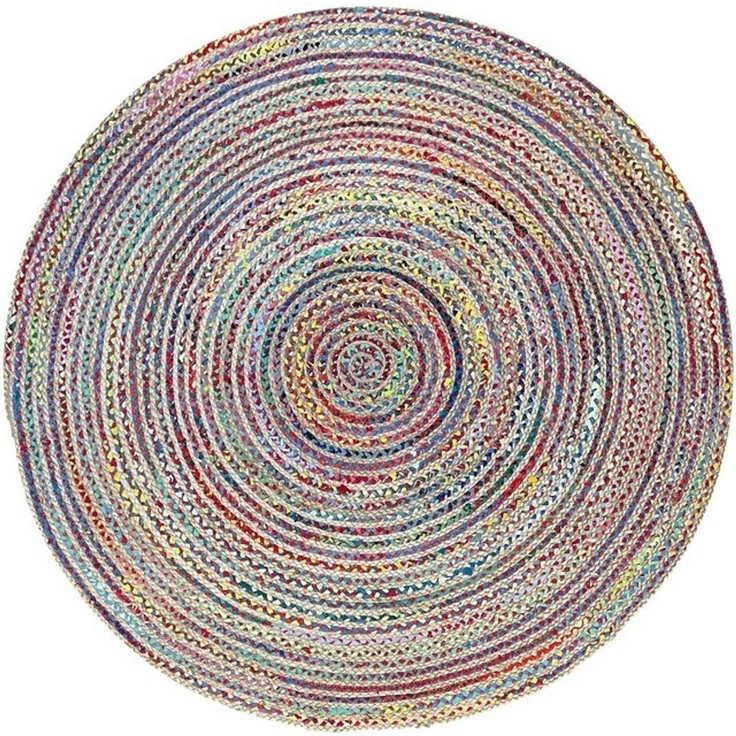 Myflair Möbel & Accessoires Teppich Boho Breeze, rund, Höhe: 10 mm, Juteteppich, handgeflochten, Wendeteppich, farbige Baumwoll-Akzente – Bild 4