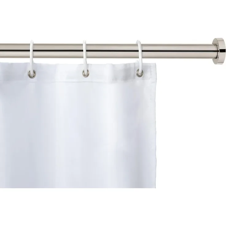 WENKO Duschvorhangstange Luz, Ø 280 mm, ausziehbar, ohne Bohren, geklemmt, Edelstahl, Kunststoff, ohne bohren, 110 - 185 cm, aus rostfreiem Edelstahl