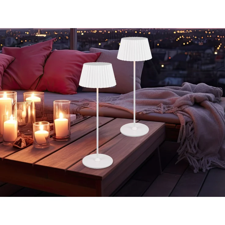 2er SET Akku LED Tischlampen kabellos für Innen & Außen, Weiß - Höhe 39cm – Bild 1
