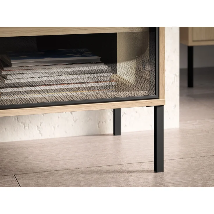 Selsey 'Barnee' – Sideboard mit beleuchteter Glasvitrine, Eichenholzoptik, 107 cm – Bild 8