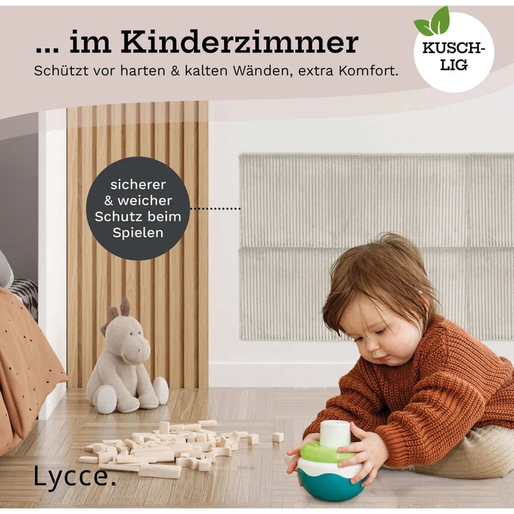 Lycce Kopfstütze Wandkissen Cord - Wandpolster Kopfteil Betten & Rückenkissen Sitzbank, (1 St) – Bild 9