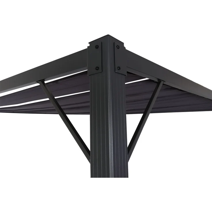 Pergola HWC-L40, Garten Lamellen-Pavillon Terrassenüberdachung, 8cm-Alu-Gestell Stoff/Textil, 3x3m anthrazit – Bild 7