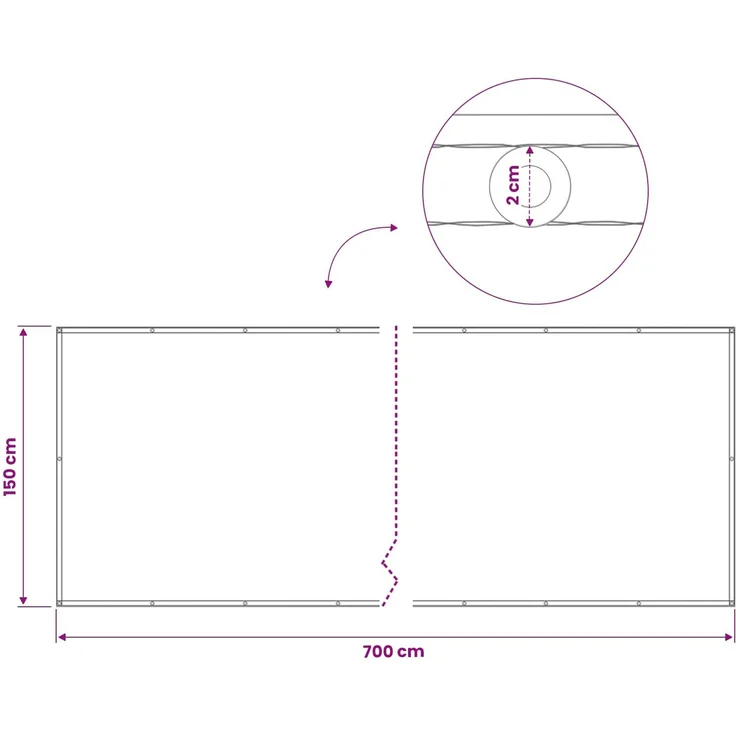 vidaXL Balkon Sichtschutz 150 x 700 cm Stoff mit PU-Beschichtung Gelb 42036595 – Bild 8