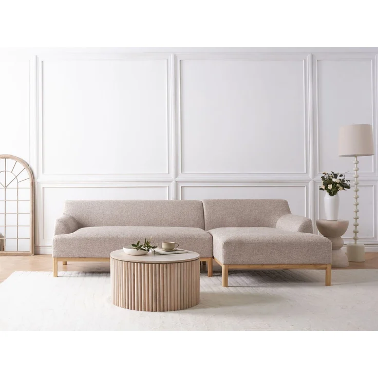 beliani 'SOSJO' Ecksofa, Stoff taupe, Rechtsseitig, 251 x 132 x 74 cm – Bild 1