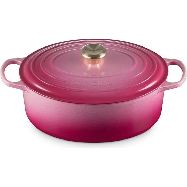 LE CREUSET Bräter Bräter Signature rund berry 31cm, Emailliertes Gusseisen