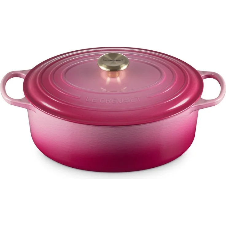 LE CREUSET Bräter Bräter Signature rund berry 31cm, Emailliertes Gusseisen