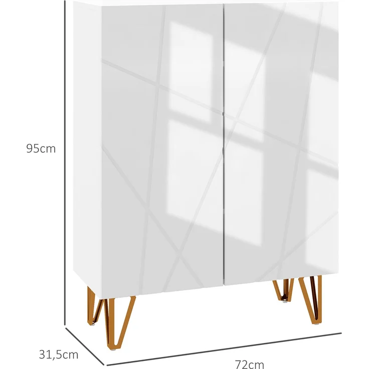 Schuhschrank, Schuhregal, 2 Türen, verstellbare Einlegeböden, 72 x 31,5 x 95 cm, weiß lackiert – Bild 5