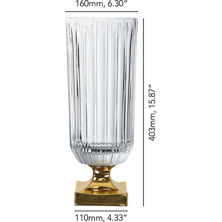 NACHTMANN 104163 MINERVA Vase mit Fuß GOLD 40 cm – Bild 2