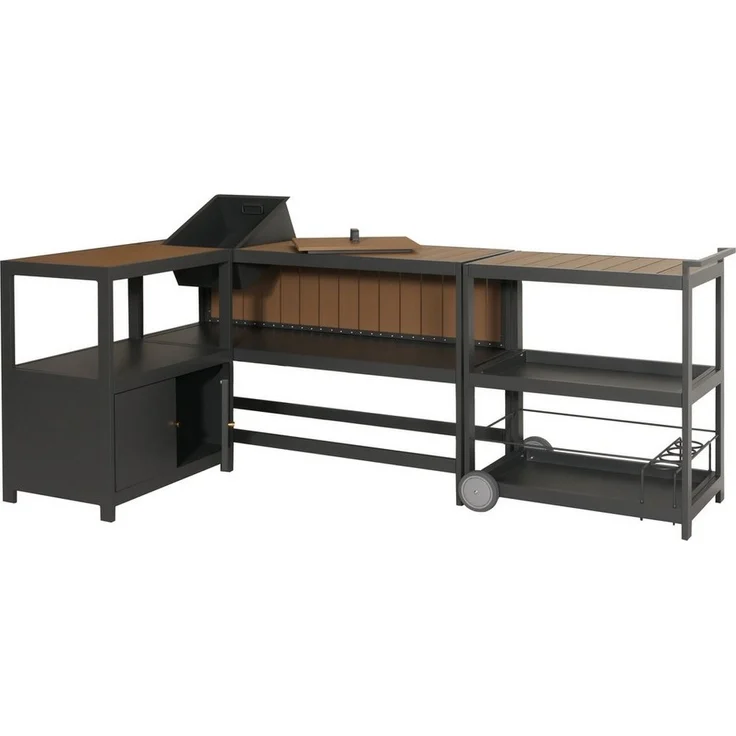 MCW Outdoor-Küche MCW-M64, Element mit Schrankfach, 3 Etagen, mit Rollen, Griff, Schraubfuß – Bild 1