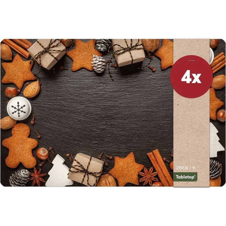 matches21 HOME & HOBBY Platzset Tischsets Lebkuchen Gewürze Schiefer 4er Tischunterlage Tischdeko, (4-St), modernes Esstisch Platzdeckchen als abwaschbarer Tischuntersetzer – Bild 5