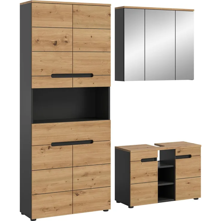 Xonox Canu Badkombination (B/H/T: 171x193x34 cm) in Basalt grau Nachbildung und Artisan Nachbildung