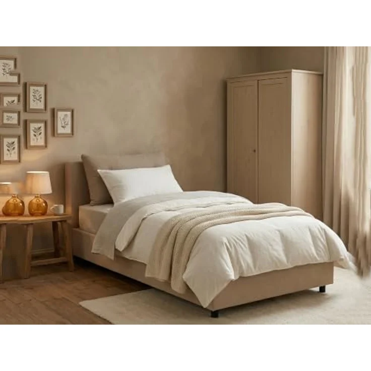 Talamo Italia - Einzelbett Milena, Bettkasten mit Kunstlederbezug, 100 % Made in Italy, Öffnung vorne, geeignet für Matratze 80 x 190 cm, taubengrau – Bild 8