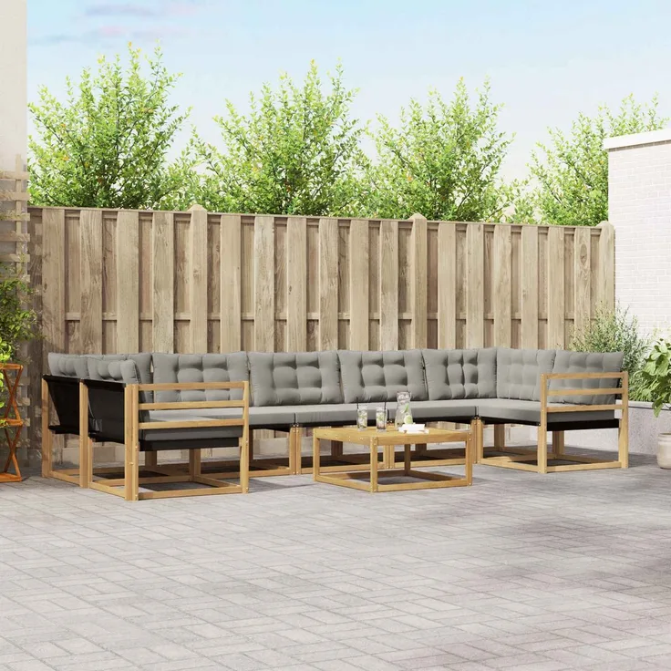vidaXL Outdoor-Sofagarnitur 8 pcs Weiß und Hellgrau 79 x 79 x 37 cm 3388505