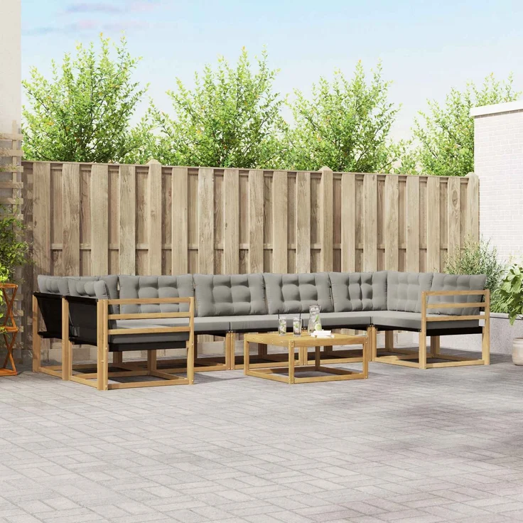 vidaXL Outdoor-Sofagarnitur 8 pcs Weiß und Hellgrau 79 x 79 x 37 cm 3388505 – Bild 1