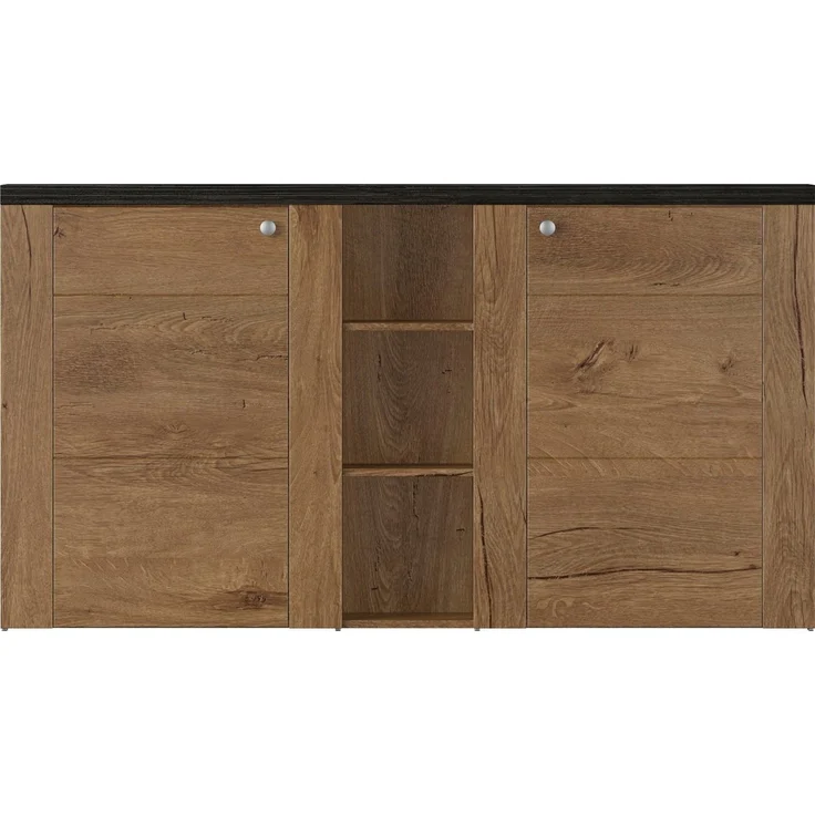 Home affaire Sideboard Larona, zeitlose Kommode mit 2 Türen, Türkommode, Breite 155 cm, Höhe 84 cm, viel Stauraum, Anrichte mit dekorativer Rahmenoptik – Bild 2