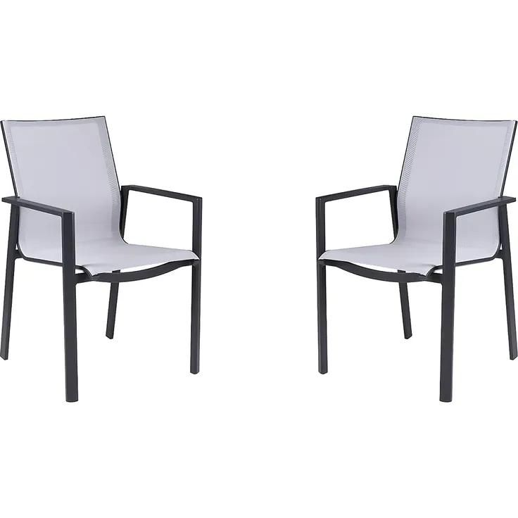 Vente-unique - Gartensessel 2er-Set stapelbar - Aluminium & Textilene - Hellgrau & Schwarz - VALERA