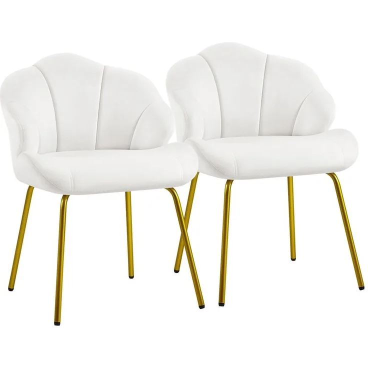 Yaheetech Esszimmerstuhl Loungesessel in Muschelform (2 St), Schreibtischstuhl Ohrensessel Polsterstuhl mit Metallbeinen