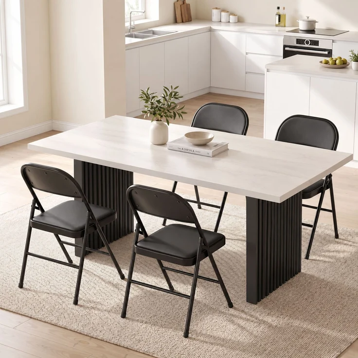 HOMCOM Klappstühle, Kunstleder, Stahl, Schwarz, 45L x 46B x 78H cm – Bild 2