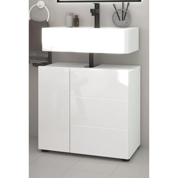 Waschbeckenunterschrank Larik in weiß Hochglanz 60 cm – Bild 3