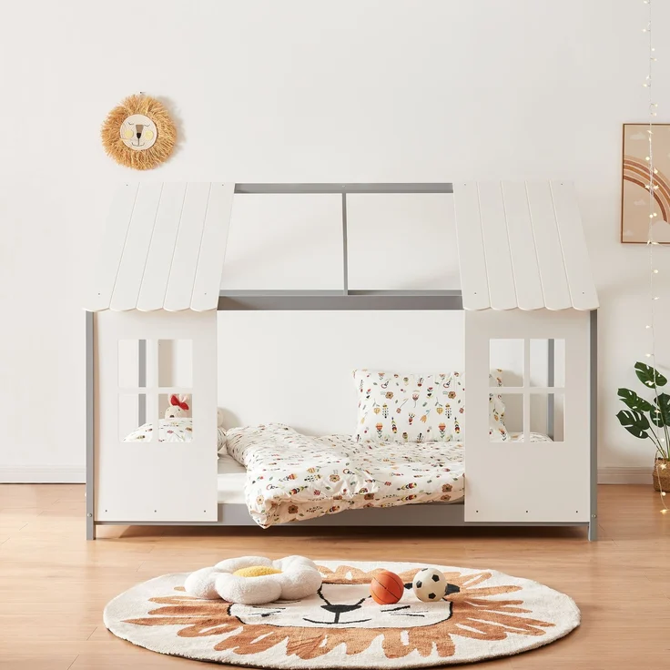 Halboffenes Kinderbett Tostedt 140x200cm Grau/Weiß [en. casa] – Bild 2