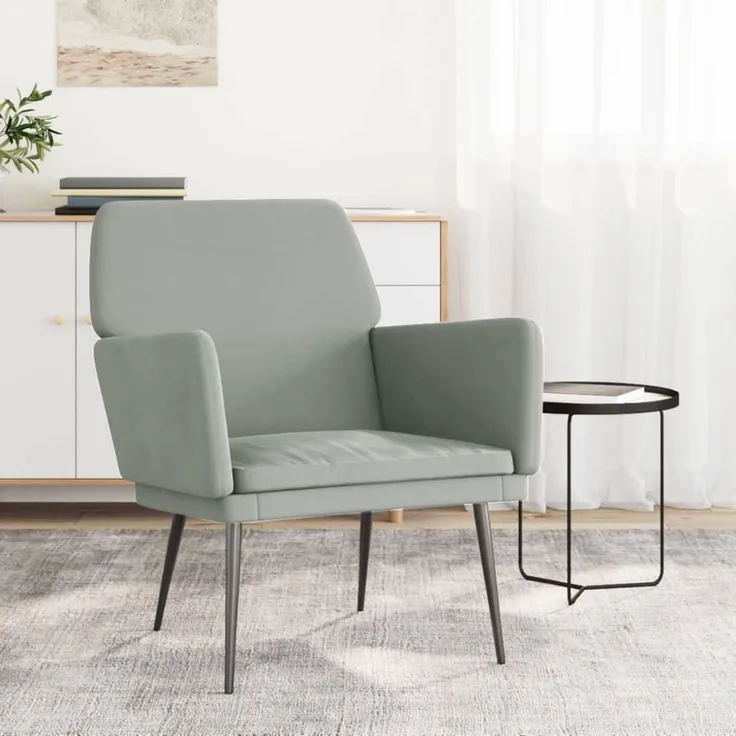 Sessel wohnzimmer, Relaxsessel Hellgrau 62x79x79 cm Samt
