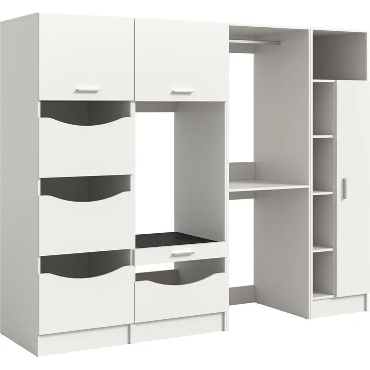 welltime Badmöbel-Set FALAS, 4-teilig, Hauswirtschaftsraum Set, Breite 248 cm, (Set, 4-St, 1x Wäscheschrank, 2x Waschmaschinenumbauschrank & 1xMehrzweckschrank), Kombination, Waschmaschinenumbau, Waschmaschinenschrank, Wäschekammer