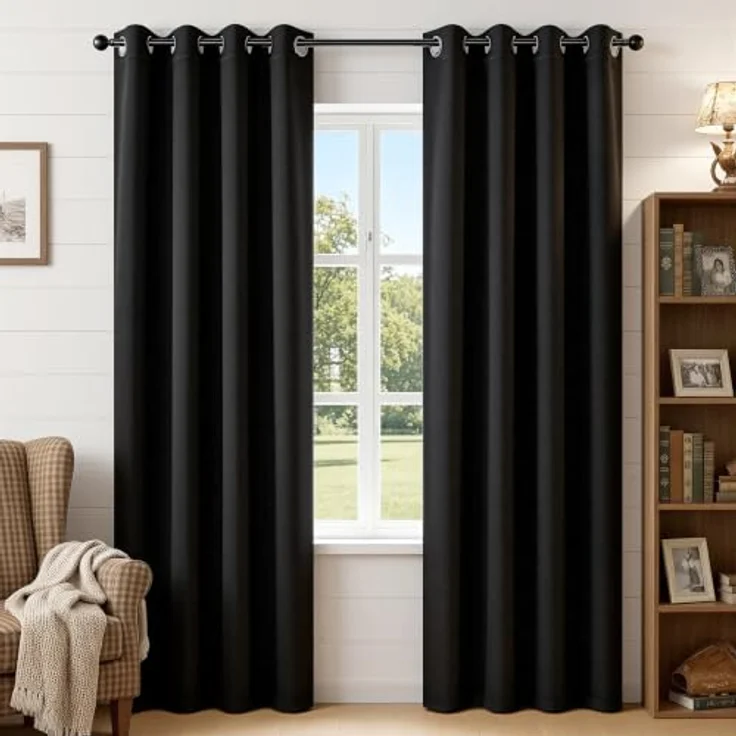 Joydeco Verdunkelungsvorhänge, 213 cm Länge, 2 Paneele, wärmeisoliert, lange Vorhänge und Vorhänge, 2 Burgfarben, Raumverdunkelungsvorhänge für Wohnzimmer, Schlafzimmer, Fenster (B x L x L), 132 x 213 – Bild 1