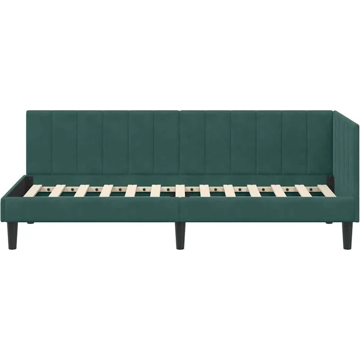 vidaXL Eckbettgestell mit Kopfteil Dunkelgrün 80 cm x 200 cm Samt 42016330 – Bild 4