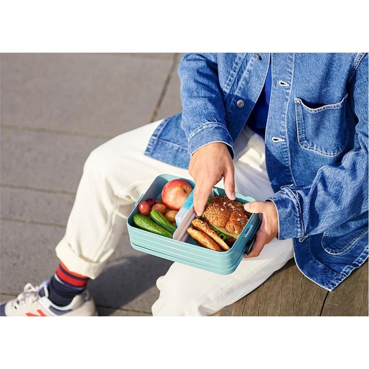 Mepal | Take a Break Duo Pack | Brotdose To Go | Lunchboxen für 2 bis 4 Sandwiches oder 4 bis 8 Brotscheiben | ideal für Meal Prep | Essenbox mit Unterteilung | Cool Grey – Bild 4