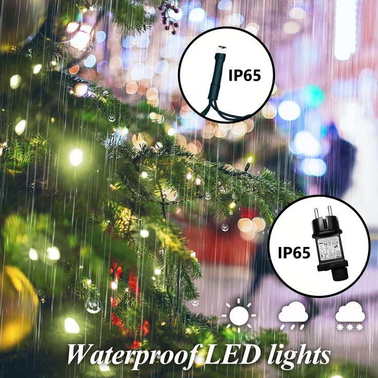 Montegoni LED-Lichterkette 2m 280 LEDs Christbaumbeleuchtung mit Ring, 8 Stränge, 8 Modi, weihnachtsbaumbeleuchtung IP65 Wetterfest, Memory und Timer Funktion – Bild 6