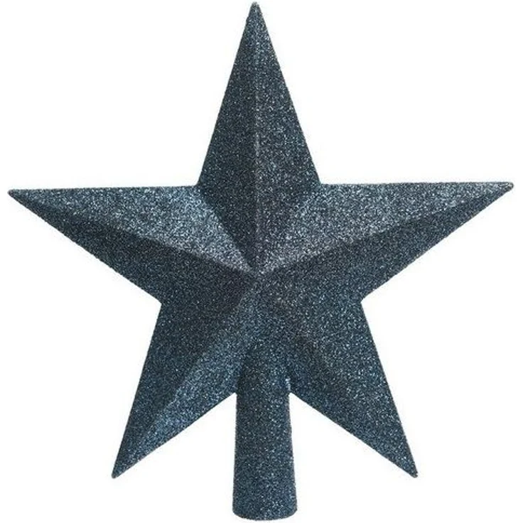 Kaemingk Christbaumspitze, Christbaumspitze Stern mit Glitzer 19cm Kunststoff, nachtblau – Bild 2