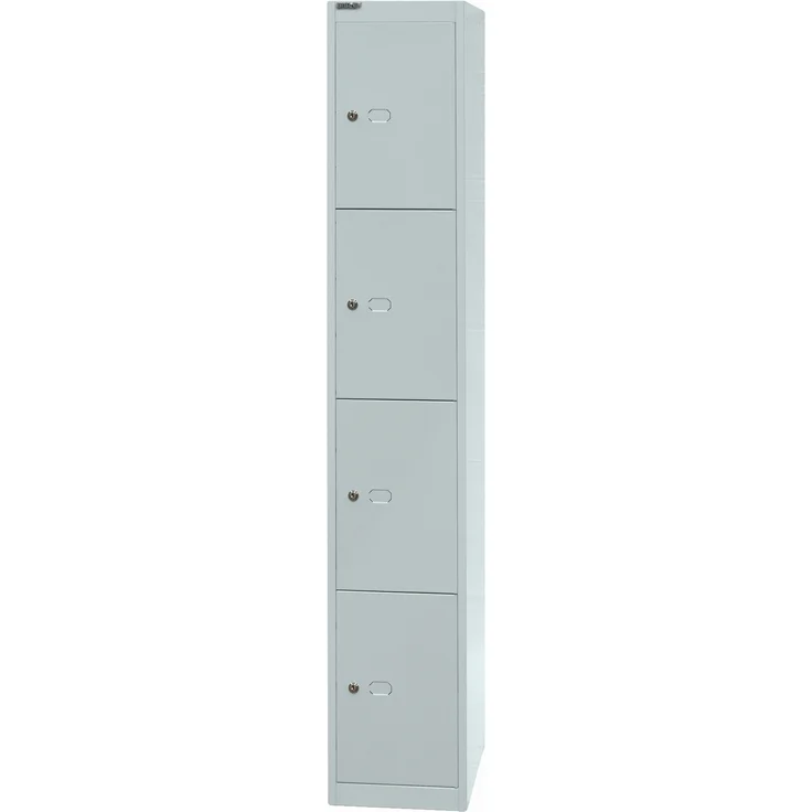 Bisley Schließfachschrank Office, 1 Abteil, 4 Fächer, T 457 mm, Farbe lichtgrau – Bild 3