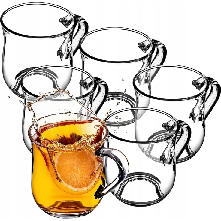 KADAX Kaffee-Tee-Gläser, 320 ml, Glasbecher mit Henkel, Glas-Set, 6-teilig – Bild 1