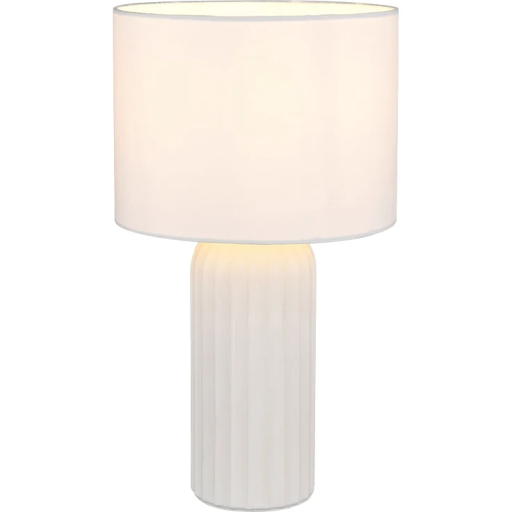 Tischleuchte, Keramik, weiß, E27, Schnurschalter, H 36 cm – Bild 9
