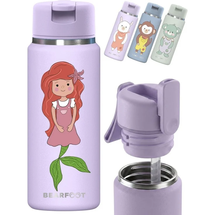 BEARFOOT Trinkflasche TINY Thermo Kinder Trinkflasche Edelstahl - Meerjungfrau, Thermosflasche, auslaufsicher, Edelstahl, Kinderflasche, BPA-frei – Bild 1