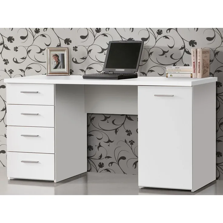 Schreibtisch >Balu< in Weiß/Matt - 145x76,3x60cm (BxHxT)